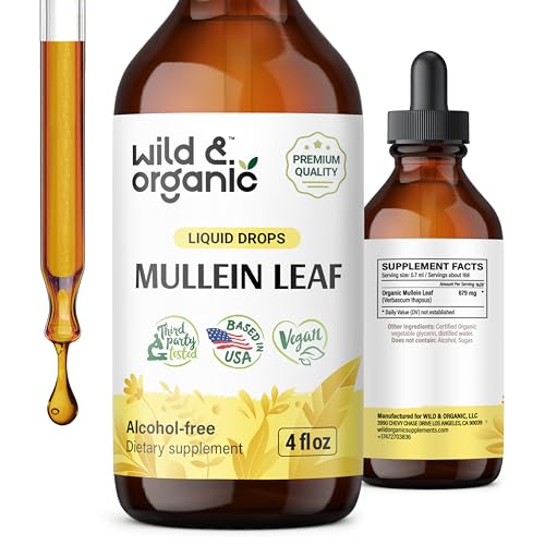 Wild & Organic Mullein Tincture - Lung Detox Support, Alcohol-Free, Vegan - 4 oz