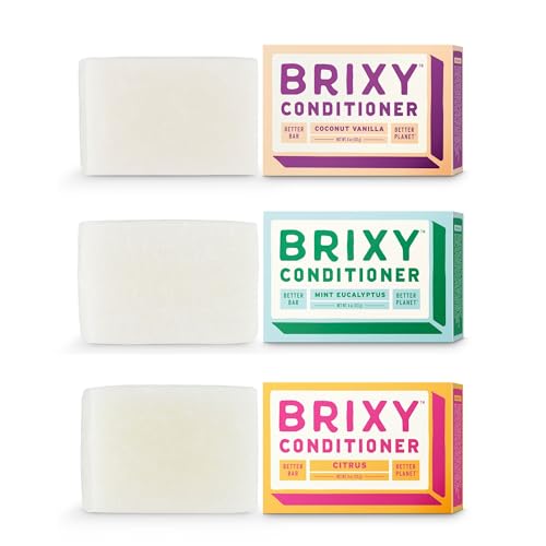 BRIXY Hydration Conditioner Bar Sampler Pack - Hydrates, pH Balanced, Vegan - 3 Scents