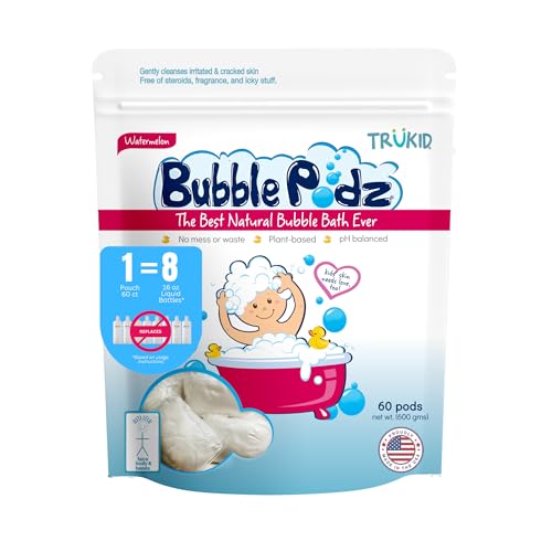 TruKid Bubble Podz - Gentle Bubble Bath for Sensitive Skin, Watermelon Scent - 60 Pods