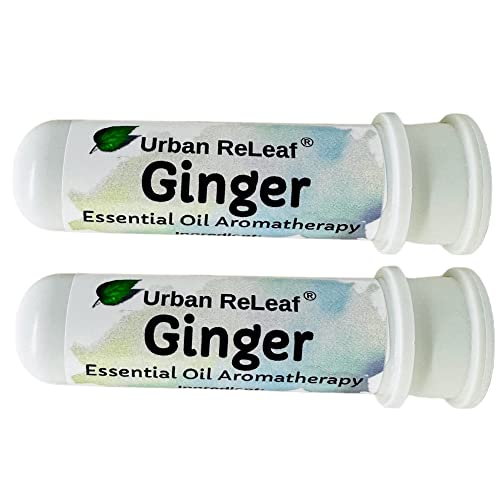 Urban ReLeaf Ginger Essential Oil Inhalers - Pure, Alcohol-Free, Pocket Size - Set of 2