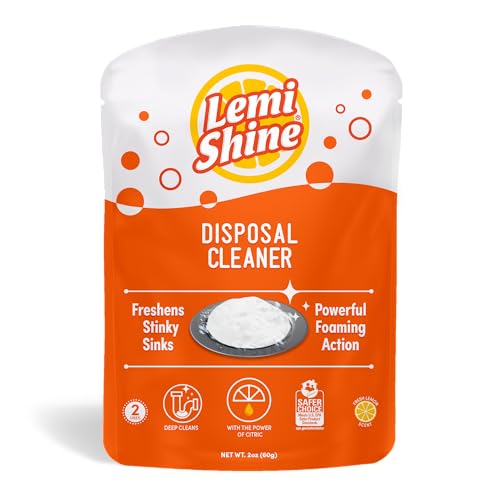 Lemi Shine Garbage Disposal Cleaner - Freshens & Cleans with Citric Acid, Lemon Scent - 2 Count