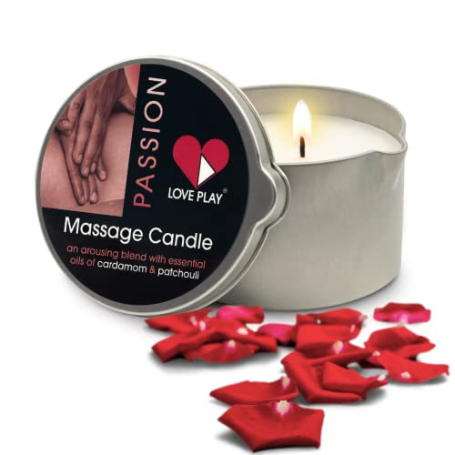 LOVE PLAY Massage Oil Candle - Nourishing Vegan Blend with Essential Oils for Hydrated Skin - 6.76oz