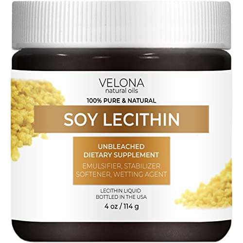 Velona Pure Liquid Soy Lecithin - Natural Emulsifier for Skin & Hair Hydration - 4oz