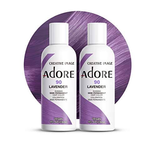 Adore Semi-Permanent Hair Color - Long-Lasting Vegan Purple Dye, Gentle Formula - 4 Fl Oz, 2 Pack