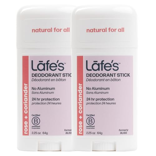 Lafe's Natural Deodorant - 24-Hour Protection, Vegan & Cruelty-Free, Rose & Coriander - 2.25oz