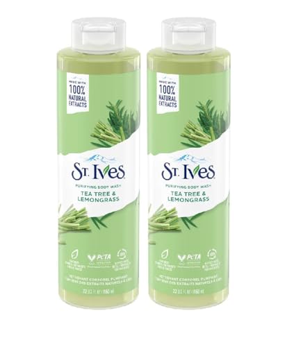 St. Ives Body Wash - Removes Oil & Dirt, 100% Natural Tea Tree & Lemongrass - 22 Fl oz, Pack of 2