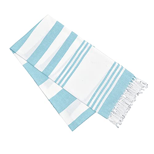 GLAMBURG Cotton Turkish Fouta Towels - Soft, Durable & Absorbent - 4 Pack 36x71 Aqua