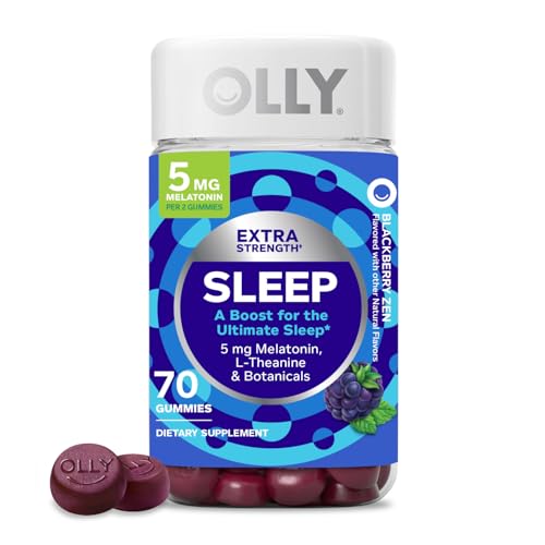 OLLY Sleep Supplement - 5mg Melatonin & L-Theanine for Restful Sleep, Blackberry Flavor - 70 Count