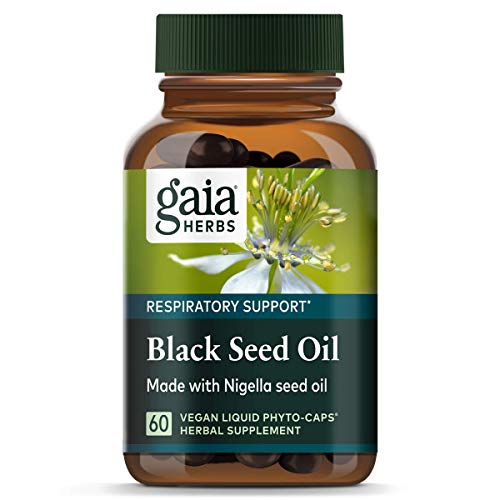 Gaia Herbs Black Seed Oil - Lung & Antioxidant Support, Cold-Pressed Vegan Capsules - 60ct