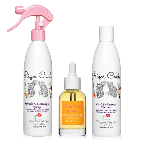 Rizos Curls Hair Care Bundle - Refresh, Detangle & Define Curls, Nourishing Ingredients - 3 Items
