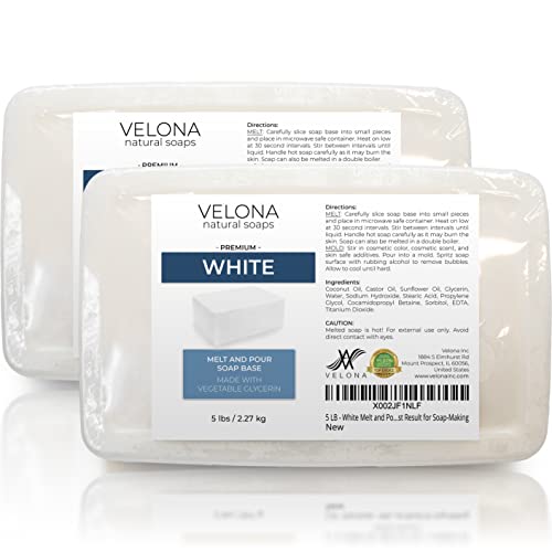 Velona Melt and Pour Soap Set - Natural Cleansing, Cruelty-Free, Non-GMO - 10 LB White Base