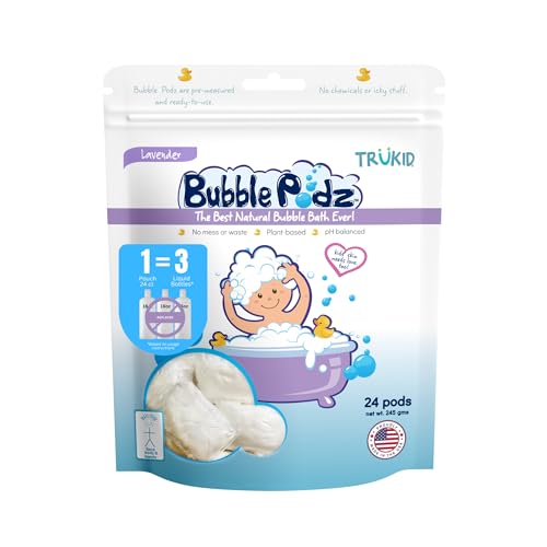 TruKid Bubble Podz - Gentle Lavender Bath for Sensitive Skin, Natural Moisturizers - 24 Pods