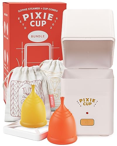 Pixie Cup Menstrual Cup - Comfort & Leak-Free, Steamer Sterilizer Included - 1 Cup Donated