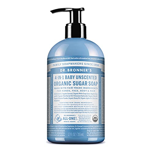 Dr. Bronner’s Organic Sugar Soap - Nourishing & Moisturizing, Fair Trade Ingredients - 12oz