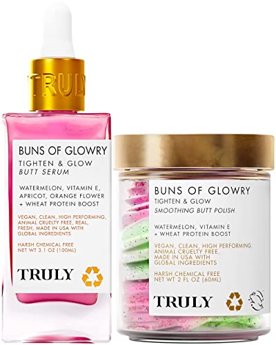 Truly Beauty Body Scrub - Butt Acne Treatment, Hydrating Polish & Serum Duo - 8oz