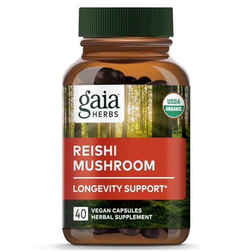 Gaia Herbs Reishi Mushroom Supplement - Immune & Heart Health Support - 40 Vegan Capsules