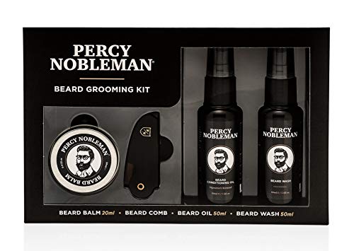 Percy Nobleman Beard Grooming Kit - Nourishing Oil, Wash & Balm, Includes Comb - 50ml, 20ml