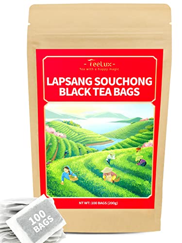 TeeLux Lapsang Souchong Tea Bags - Premium Smoked Flavor, Rich in Antioxidants - 100 Count