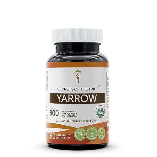 Yarrow Herbal Supplement - Stress Relief, USDA Organic, 3rd Party Tested - 60 Vegetable Capsules