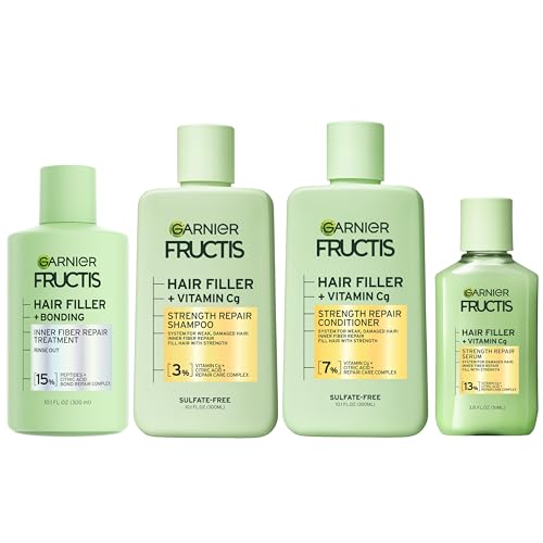 Garnier Fructis Hair Care Set - Strengthens & Repairs Weak Hair, 4-Step Routine - 4 Items