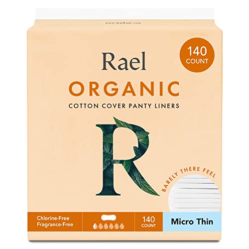 Rael Panty Liners - Organic Cotton, Light Absorbency, Hypoallergenic & Breathable - 140 Count