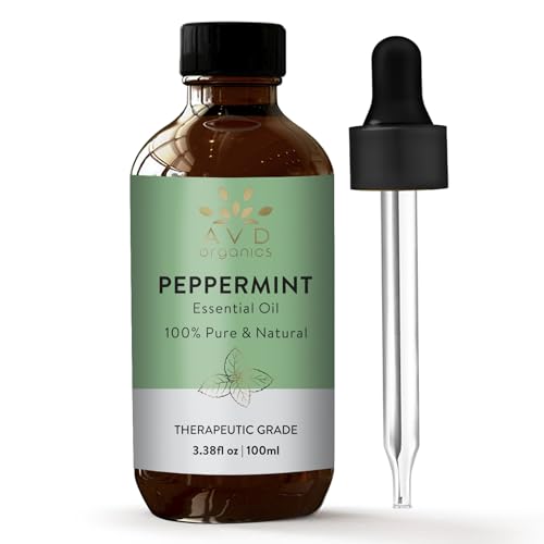 AVD Organics Peppermint Oil - 100% Pure, Therapeutic Grade for Relaxation & Focus - 3.38 fl. oz