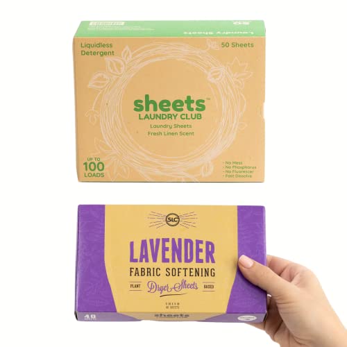 Sheets Laundry Club Fresh Linen Detergent Sheets - Plant-Based, Biodegradable, Lavender - 32 Count