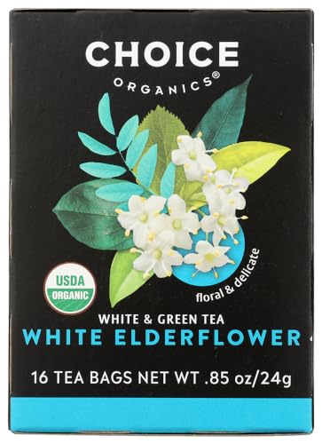 Choice Organics White Elderflower Tea - Floral Blend, USDA Organic, Non-GMO - 16 Tea Bags