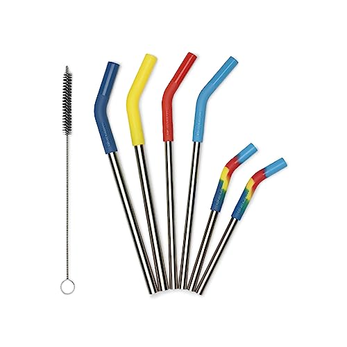 Klean Kanteen Reusable Straw Set - Versatile, BPA-Free, Stainless Steel - 6 Pack with Cleaner