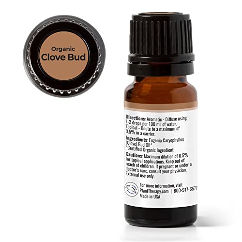 Plant Therapy Organic Clove Bud Essential Oil - 100% Pure, USDA Certified, 10mL