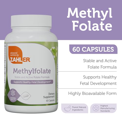 Zahler Methylfolate - Supports Fetal Development, Non-GMO, Kosher - 1000 mcg L-Methylfolate