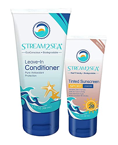 STREAM 2 SEA Tinted Mineral Sunscreen & Leave-In Conditioner - UV Protection, Non-Greasy - 3oz/6oz