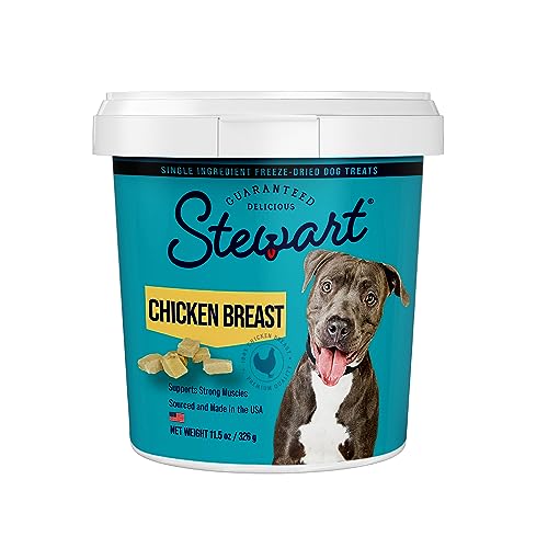 Stewart Freeze Dried Dog Treats - Grain-Free Chicken Breast, USA-Sourced, 11.5oz Resealable Tub