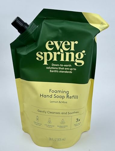 Everspring Hand Soap - Gentle Biodegradable Formula, Bright Lemon & Mint Scent - 32 fl oz Refill