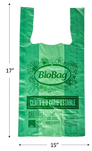 BioBag Compostable Shopping Bags - 10 lb Capacity, 600 Count, Ideal for Farmers Markets