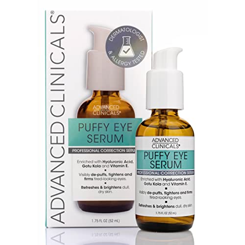 Advanced Clinicals Eye Serum - Reduces Puffiness, Hydrates & Brightens - 1.75 Fl Oz