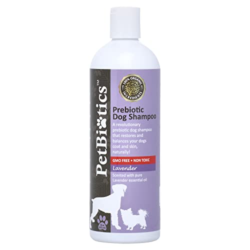 Petbiotics Lavender Dog Shampoo - Gentle, pH-Balanced, Organic for All Skin Types - 16 oz