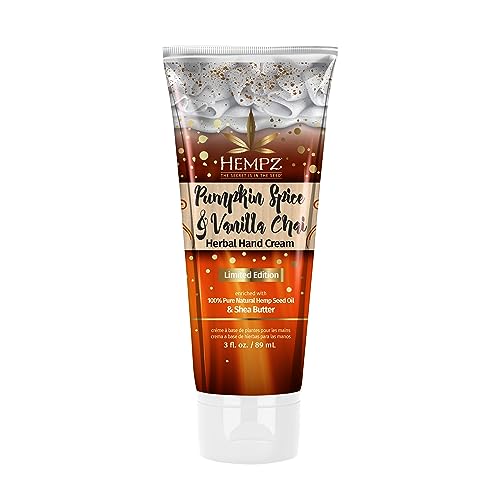 Hempz Hand Cream - Hydrating Pumpkin Spice & Vanilla Chai, Shea Butter Infused - 3oz Travel Size