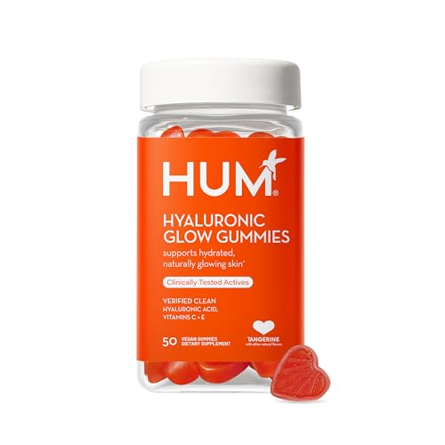 HUM Hyaluronic Glow Collagen Booster - Hydrates Skin, Antioxidant Vitamins C & E - 50 Gummies