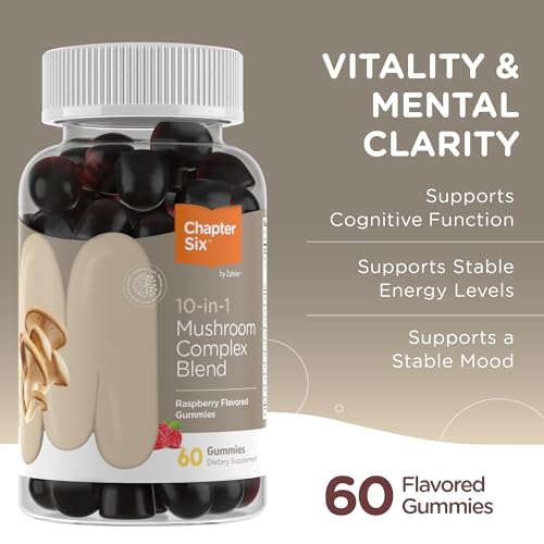 Zahler Mushroom Gummies - 10-in-1 Adaptogenic Support, Raspberry Flavor - 60 Vegetarian Gummies