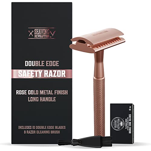 Viking Revolution Women’s Safety Razor - Smooth Shave, Durable Metal, Rose Gold - Reusable