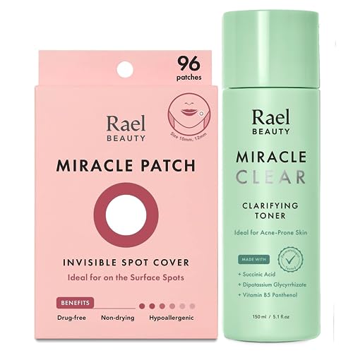 Rael Miracle Bundle - Fast Acne Relief, Pore Refining Toner & Invisible Spot Covers - 96 Count