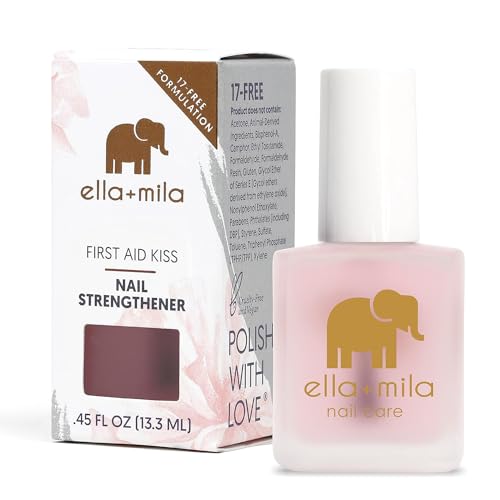 ella+mila Nail Strengthener - Promotes Stronger, Healthier Nails, 17-Free Formula - 0.45 fl oz