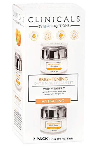 SpaScriptions Brightening Vitamin C Moisturizer Set - Collagen & Retinol, 2 Jars, 1.7oz Each