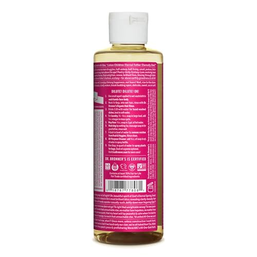 Dr. Bronner's Pure-Castile Liquid Soap - Organic Oils, Vegan, 18-in-1 Uses - 8oz Rose