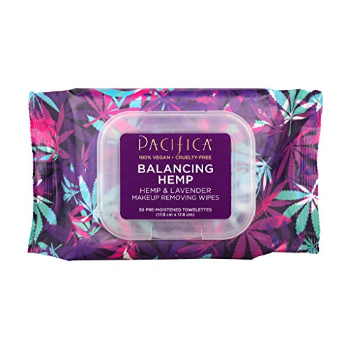 Pacifica Beauty Makeup Remover Wipes - Gentle Cleanse with Hemp & Lavender, Vegan - 30 Count