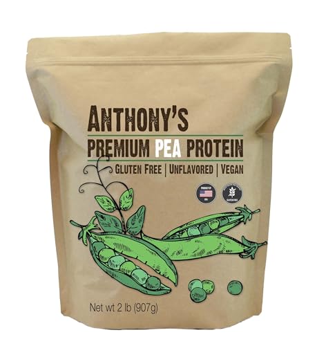 Anthony's Premium Pea Protein Powder - Plant-Based, Gluten-Free, Non-GMO - 2 lb Unflavored