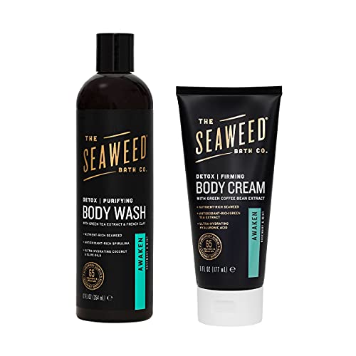The Seaweed Bath Co. Rosemary & Mint Body Wash & Cream - Hydrating, Detoxifying - 12oz & 6oz
