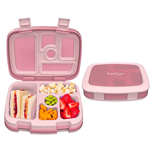 Bentgo Kids Lunch Box - 5 Compartment, Leak-Proof, BPA-Free - Glitter Petal Pink Edition