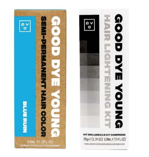 Good Dye Young Semi-Perm Hair Dye - Vibrant Blue Color, Conditioning & UV Protection - 4oz